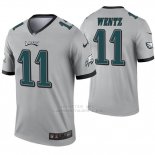 Camiseta NFL Legend Hombre Philadelphia Eagles 11 Carson Wentz Inverted Gris