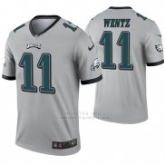 Camiseta NFL Legend Hombre Philadelphia Eagles 11 Carson Wentz Inverted Gris