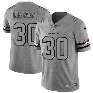 Camiseta NFL Limited Denver Broncos Lindsay Team Logo Gridiron Gris