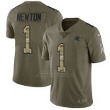 Camiseta NFL Limited Hombre Carolina Panthers 1 Cam Newton Verde 2017 Salute To Service