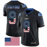 Camiseta NFL Limited Hombre Detroit Lions 9 Matthew Stafford Negro Rush USA Flag