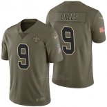 Camiseta NFL Limited Hombre New Orleans Saints 9 Drew Brees 2017 Salute To Service Verde