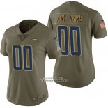 Camiseta NFL Limited Mujer Los Angeles Chargers Personalizada 2017 Salute To Service Verde