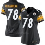 Camiseta NFL Limited Mujer Pittsburgh Steelers 78 Villanueva Negro Blanco