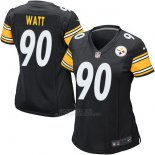 Camiseta NFL Limited Mujer Pittsburgh Steelers 90 Watt Negro Blanco