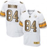 Camiseta Pittsburgh Steelers Brown Blanco Nike Gold Elite NFL Hombre