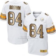 Camiseta Pittsburgh Steelers Brown Blanco Nike Gold Elite NFL Hombre