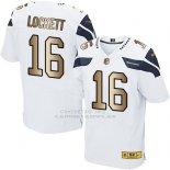 Camiseta Seattle Seahawks Lockett Blanco Nike Gold Elite NFL Hombre