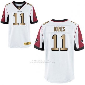 Camiseta Atlanta Falcons Jones Blanco Nike Gold Elite NFL Hombre