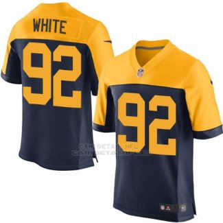 Camiseta Green Bay Packers White Profundo Azul y Amarillo Nike Elite NFL Hombre