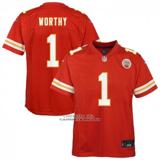 Camiseta NFL Game Nino Kansas City Chiefs Xavier Worthy Rojo