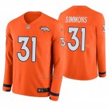 Camiseta NFL Hombre Denver Broncos Justin Simmons Naranja Therma Manga Larga