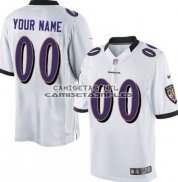 Camiseta NFL Limited Baltimore Ravens Personalizada Blanco