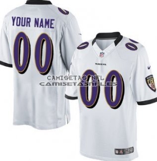 Camiseta NFL Limited Baltimore Ravens Personalizada Blanco