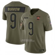 Camiseta NFL Limited Cincinnati Bengals Joe Burrow 2025 Salute To Service Verde Militar