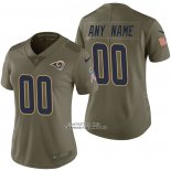 Camiseta NFL Limited Mujer Los Angeles Rams Personalizada 2017 Salute To Service Verde