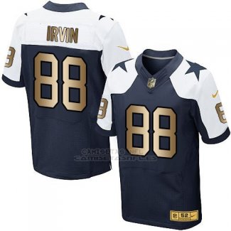 Camiseta Dallas Cowboys Irvin Blanco y Profundo Azul Nike Gold Elite NFL Hombre