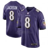 Camiseta NFL Game Hombre Baltimore Ravens 8 Lamar Jackson Violeta 2018 Draft First Round Pick