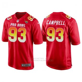 Camiseta NFL Hombre Jacksonville Jaguars 93 Calais Campbell Rojo AFC 2018 Pro Bowl