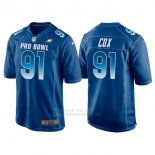 Camiseta NFL Hombre Philadelphia Eagles 91 Fletcher Cox Azul NFC 2018 Pro Bowl