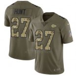 Camiseta NFL Limited Hombre Kansas City Chiefs 27 Kareem Hunt Limited Verde 2017 Salute To Service