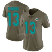 Camiseta NFL Limited Mujer Miami Dolphins 13 Dan Marino Verde Stitched 2017 Salute To Service