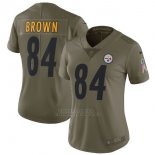 Camiseta NFL Limited Mujer Pittsburgh Steelers 84 Erown 2017 Salute To Service Verde