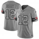 Camiseta NFL Limited Tampa Bay Buccaneers 12 Tom Brady Team Logo Gridiron Gris