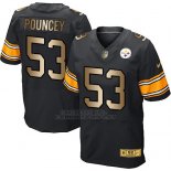 Camiseta Pittsburgh Steelers Pouncey Negro Nike Gold Elite NFL Hombre