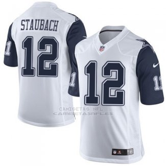 Camiseta Dallas Cowboys Staubach Blanco y Profundo Azul Nike Elite NFL Hombre