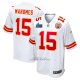 Camiseta NFL Game Kansas City Chiefs Patrick Mahomes Super Bowl LVII Patch Segunda Blanco