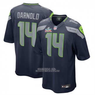 Camiseta NFL Game Seattle Seahawks Sam Darnold Super Bowl LX Patch Azul