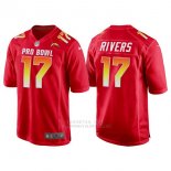 Camiseta NFL Hombre Los Angeles Chargers 17 Philip Rivers Rojo AFC 2018 Pro Bowl
