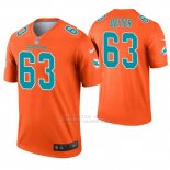 Camiseta NFL Legend Hombre Miami Dolphins 63 Michael Deiter Inverted Naranja