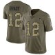 Camiseta NFL Limited Hombre New England Patriots 12 Tom Brady Verde Stitched 2017 Salute To Service