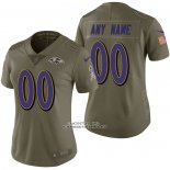 Camiseta NFL Limited Mujer Baltimore Ravens Personalizada 2017 Salute To Service Verde