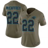 Camiseta NFL Limited Mujer Carolina Panthers 22 Christian Mccaffrey Verde Stitched 2017 Salute To Service