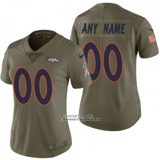 Camiseta NFL Limited Mujer Denver Broncos Personalizada 2017 Salute To Service Verde