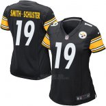 Camiseta NFL Limited Mujer Pittsburgh Steelers 19 Smith-Schuster Negro Blanco