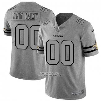 Camiseta NFL Limited New Orleans Saints Personalizada Team Logo Gridiron Gris