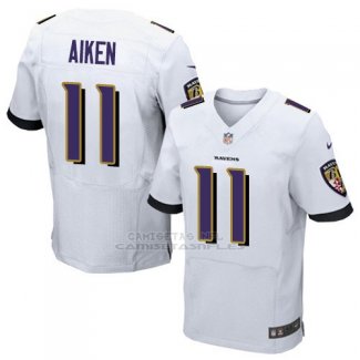 Camiseta Baltimore Ravens Aiken Blanco Nike Elite NFL Hombre