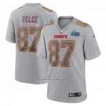 Camiseta NFL Game Kansas City Chiefs Travis Kelce Super Bowl LVII Patch Atmosphere Fashion Gris
