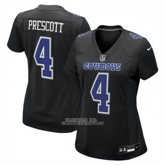 Camiseta NFL Game Mujer Dallas Cowboys Dak Prescott Negro