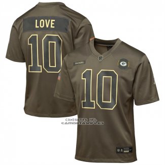 Camiseta NFL Game Nino Green Bay Packers Jordan Love 2025 Salute To Service Marron