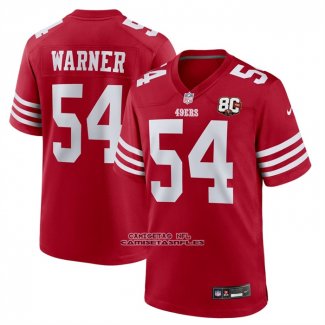 Camiseta NFL Game San Francisco 49ers Fred Warner 80 Aniversario Rojo