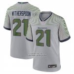Camiseta NFL Game Seattle Seahawks Devon Witherspoon 2025 Rivalries Collection Gris