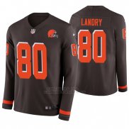Camiseta NFL Hombre Cleveland Browns Jarvis Landry Marron Therma Manga Larga