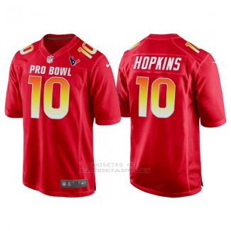 Camiseta NFL Hombre Houston Texans 10 Deandre Hopkins Rojo AFC 2018 Pro Bowl