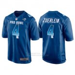 Camiseta NFL Hombre Los Angeles Rams 4 Greg Zuerlein Azul NFC 2018 Pro Bowl