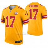 Camiseta NFL Legend Hombre Kansas City Chiefs 17 Mecole Hardman Inverted Oro